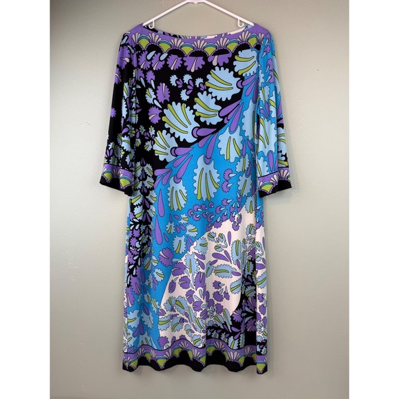 dressbarn Dresses & Skirts - Dressbarn Womens Blue Purple Floral Paisley Shift Dress Size 16 3/4 Sleeve